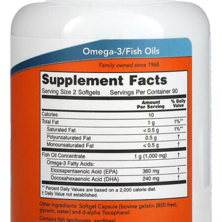 Ômega-3 Mini Gels Now Foods 180 Softgels Importado 4un - Imagem 3