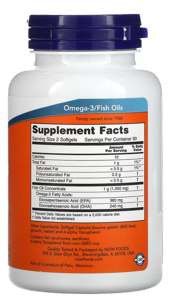 Ômega-3 Mini Gels Now Foods 180 Softgels Importado 4un - Imagem 3
