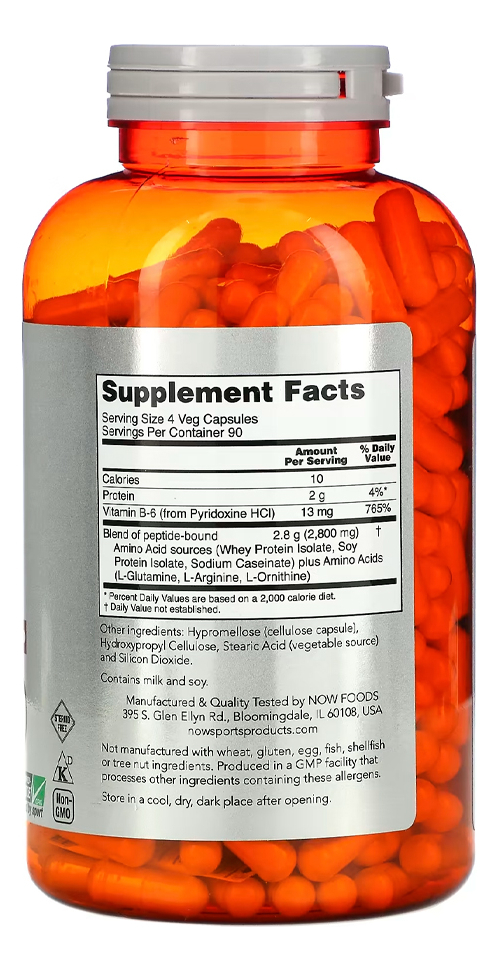 Amino Complete Now Foods Com Vit. B6 360 Cáps Importado 3un - Imagem 4