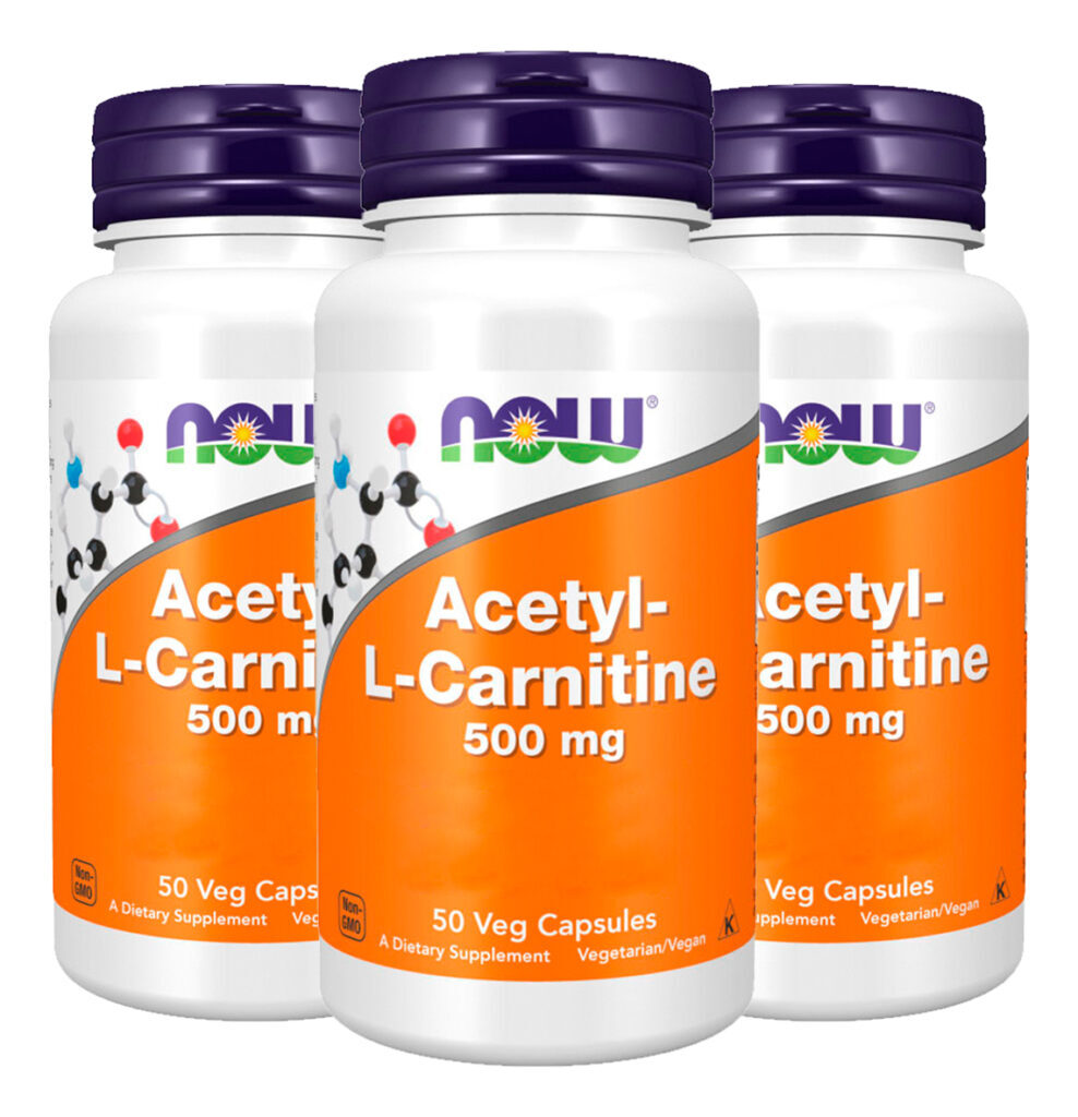 Acetil L-carnitina 500mg Now Foods 50veg Caps Importado 3un
