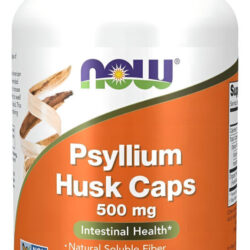 Cascas Dietéticas De Fibra De Casca De Psyllium Da Now Foods 500 Mg 200 Vegetais, Cápsulas Sem Sabor