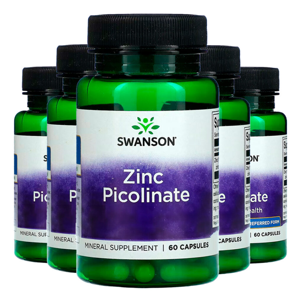 Picolinato De Zinco 22mg Swanson 60 Caps Importado 5un