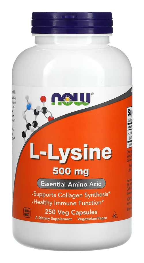 L-lisina 500mg Now Foods L-lysine 250 Veg Caps Importado