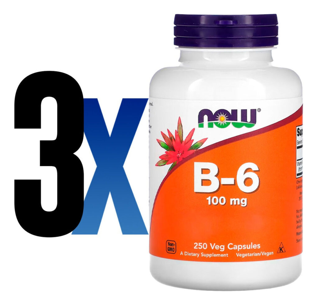 Vitamina B-6 100mg 250 Cáps Importado 3un Now Foods - Imagem 2