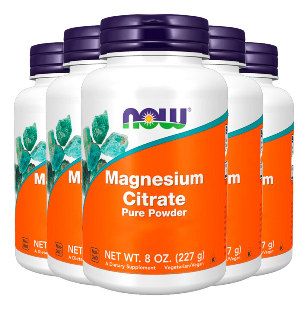 Citrato Magnésio Pó Now Foods 227g Puro Importado 5un