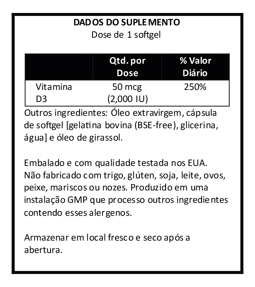 Vitamina D3 2000 Iu Alta Potência 120sof Importado - Imagem 4