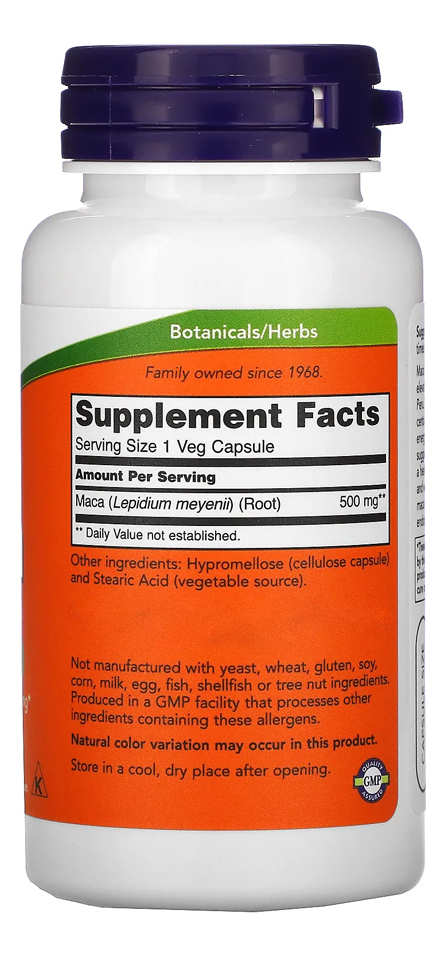Now Foods Maca Peruana 500mg 100veg Capsulas - Imagem 2