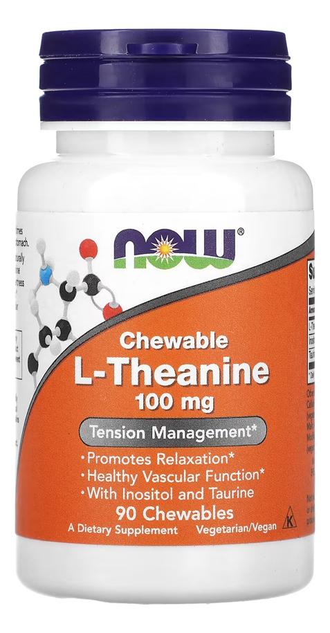 L-teanina 100mg Now Foods 90 Chebls Matigáveis Importado