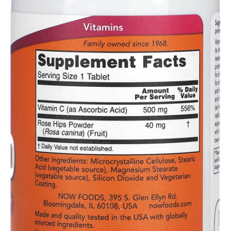 Vitamina C 500mg Com Rosa Mosqueta Now Foods 100tab - Imagem 3