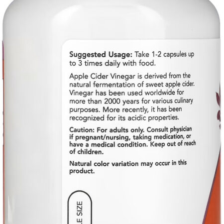 Vinagre De Maçã 450mg Now Foods Cider Vinegar 180 Veg Caps - Imagem 3