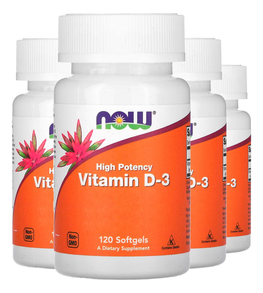Vitamina D3 10000iu Alta Potencia Now 120 Softgels 4un Sabor Sem Sabor - Imagem 2