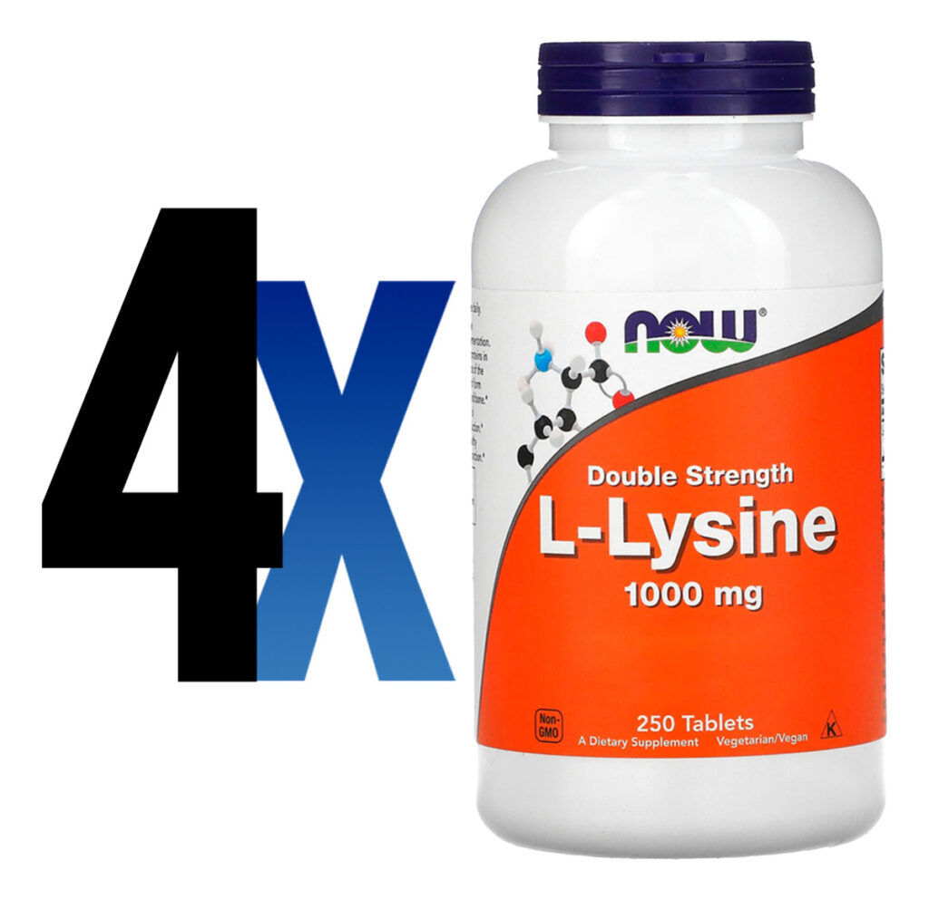 L-lysine Now Foods 1000mg L-lisina 250 Tabs Importado 4un - Imagem 2