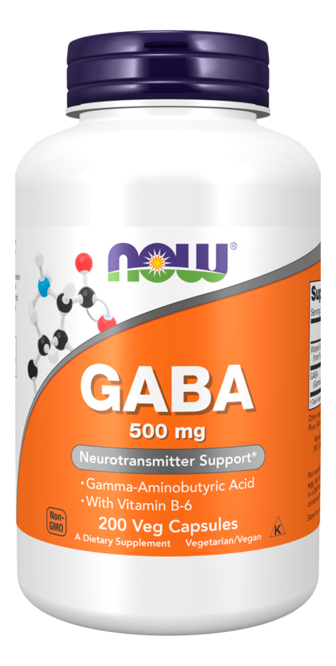 Ácido Gaba 500mg Now Foods Com Vitamina B-6 200 Veg Caps 2un Sabor Sem Sabor - Imagem 2