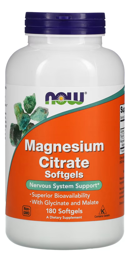 Citrato De Magnésio Now Foods 180 Softgels Importado