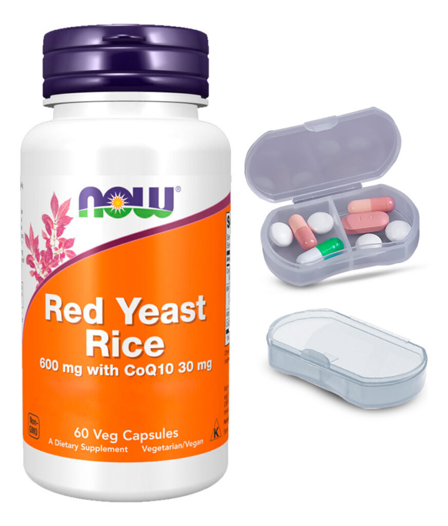 Arroz Vermelho 60mm+coq10 Now Foods 60cáps + Porta Cápsulas