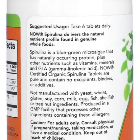 Spirulina Orgânica 500mg Now Foods 100 Tab + Porta Cápsulas - Imagem 3