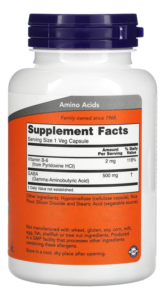 Ácido Gama 500mg E Vitamina B6 Now Foods 100 Cáps - Imagem 2