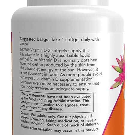 Now Foods Vitamina D3 2000iu 120soft Distribuidor Autorizado - Imagem 2