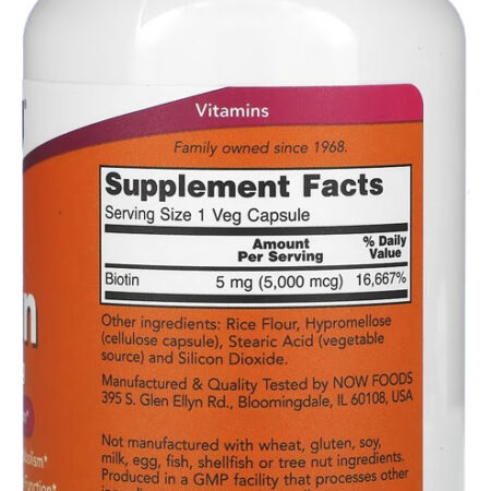 Biotina 5000mcg Now Foods 120veg Caps - Imagem 2