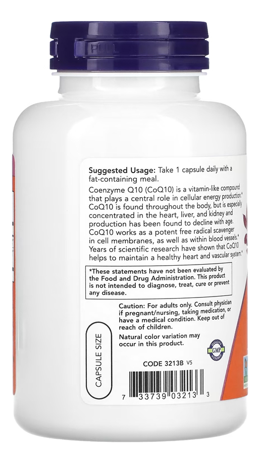 Coenzima Coq10 100mg Now Foods 180 Cápsulas Importado 3un - Imagem 4