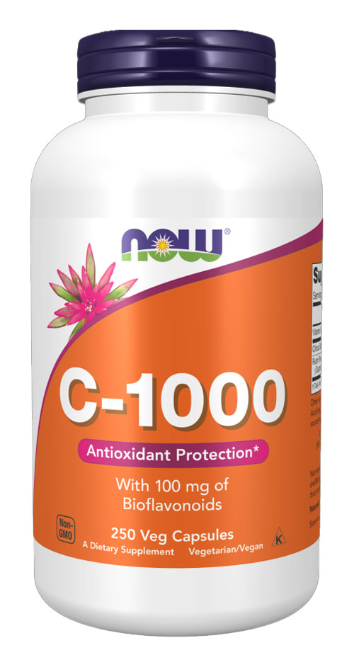 Vitamina C-1000mg Now Foods 100mg Bioflavonóides 250caps 4un Sabor Sem Sabor - Imagem 2