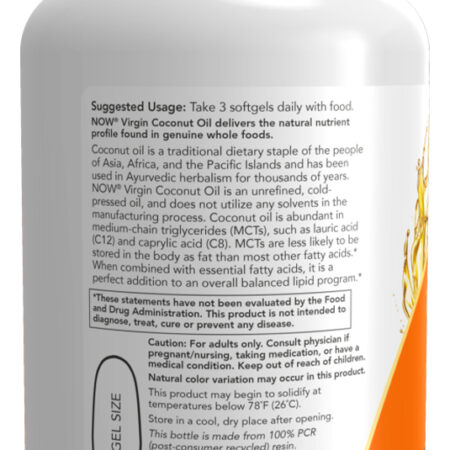 Óleo Coco Virgem 1000mg Now Foods 120 Soft + Porta Cápsulas - Imagem 3