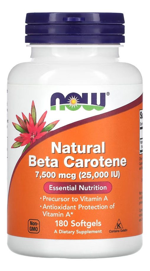 Beta Caroteno 7.500mcg Now Foods 180 Softgels Sabor N/a