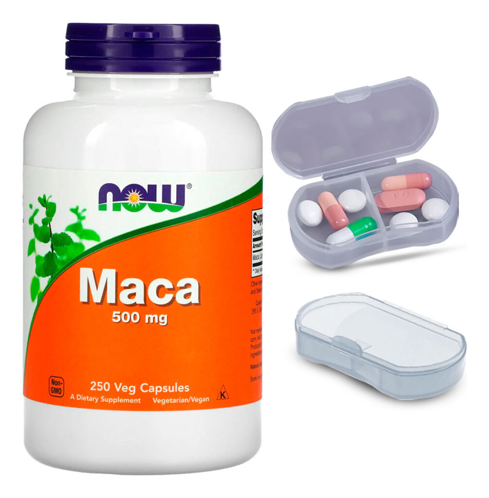 Maca Peruana 500mg Now Foods 250 Caps + Porta Cápsulas