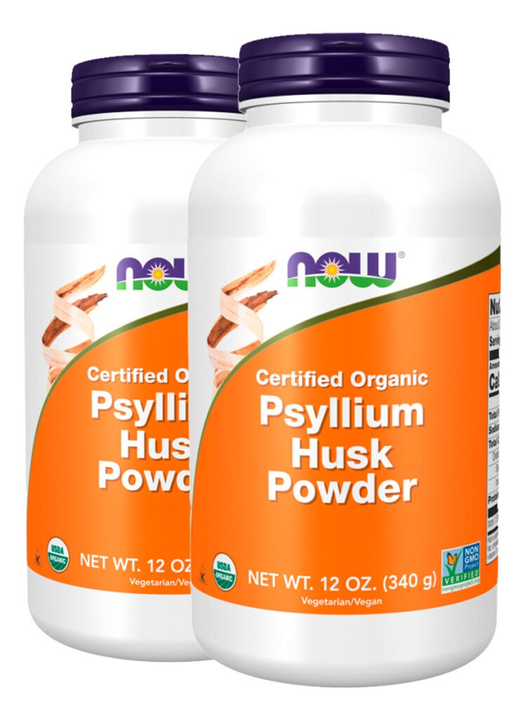 Pó Casca Psyllium 340g Orgânico Importado 2un Now Foods