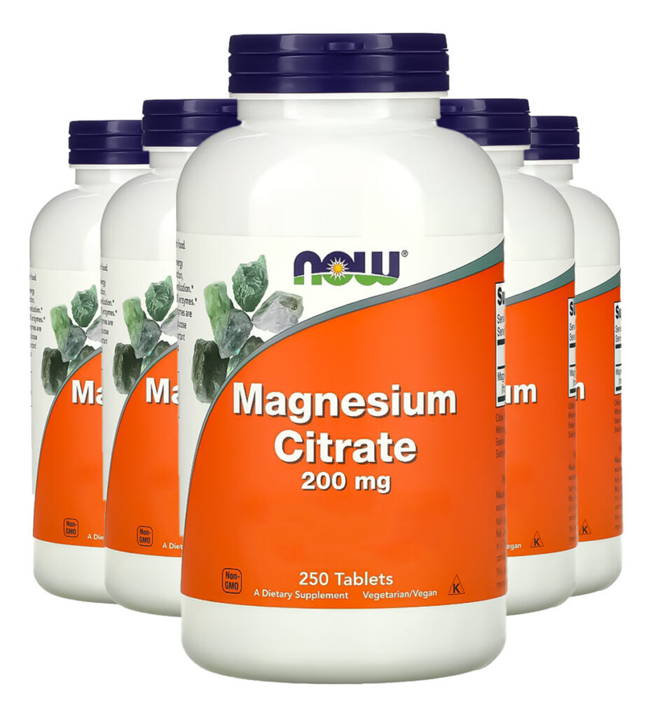Citrato De Magnésio 200mg 250 Tab Importado 5un Now Foods
