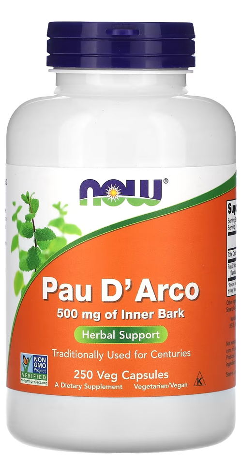 Pau Darco 500mg Now Foods 250veg Caps Importado Eua/usa