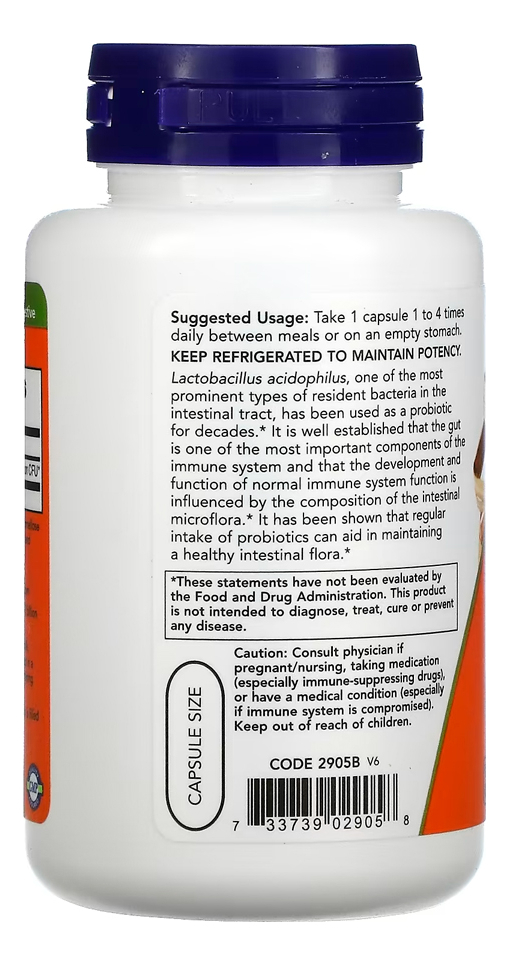 Acidophilus Two 20mg Now Foods 100 Cápsulas Importado - Imagem 2