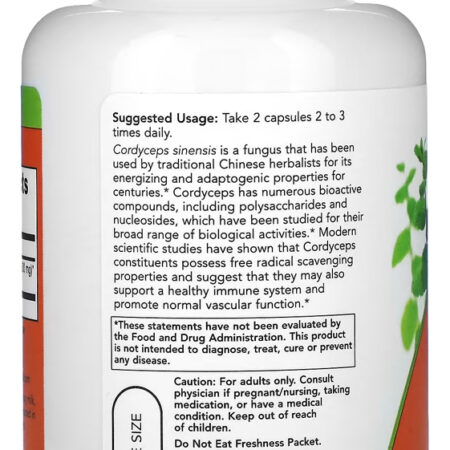 Cordyceps 750mg Now Foods 90 Veg Caps Importado 5un - Imagem 4