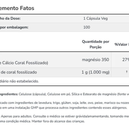 Coral Cálcio 1000mg Now Foods 100 Cáps + Porta Cápsulas - Imagem 4
