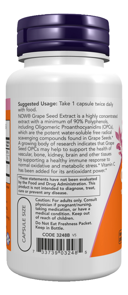 Semente De Uva 100mg Now Foods 100 Cápsulas Importado - Imagem 3