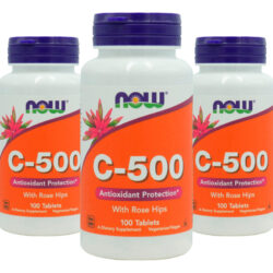 Vitamina C 500mg Com Rosa Mosqueta Now Foods 100tab 3un Sabor Sem Sabor