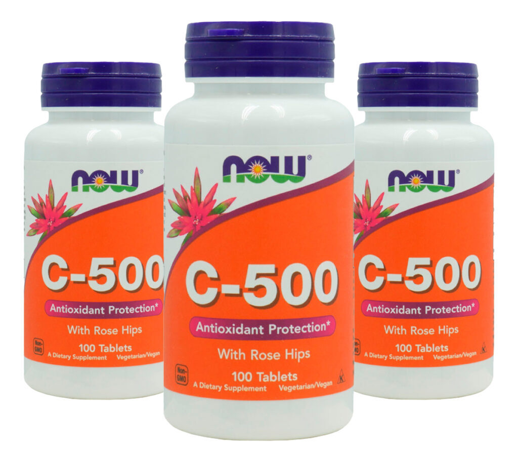 Vitamina C 500mg Com Rosa Mosqueta Now Foods 100tab 3un Sabor Sem Sabor