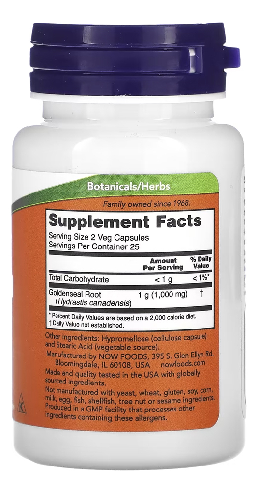 Raiz De Goldenseal 500mg Now Foods 50 Caps + Porta Cápsulas - Imagem 2