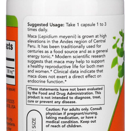 Maca Peruana 500mg Now Foods 100 Caps + Porta Cápsulas - Imagem 3