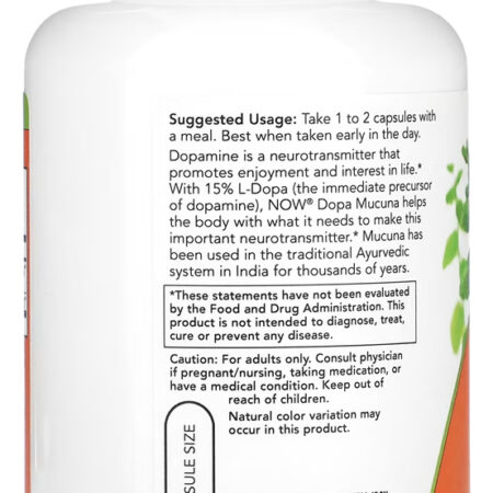 Extrato De Dopa Mucuna Now Foods 180 Veg Cáps Importado 4un - Imagem 4