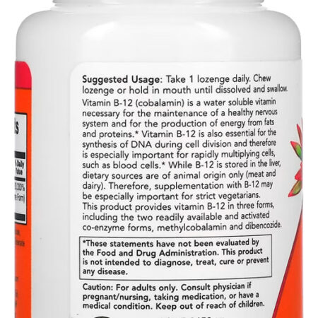 Vitamina B-12 2mg Now Foods 100 Pastilha Importado - Imagem 2