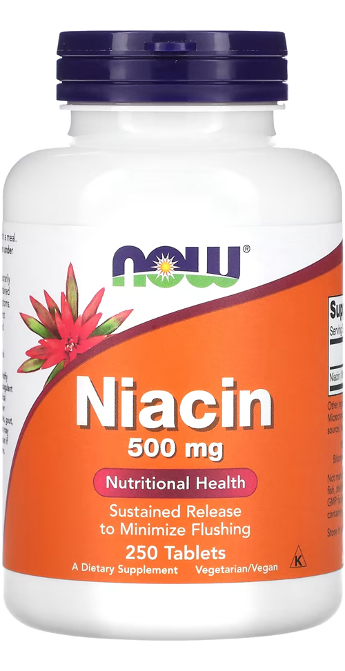 Niacina 500mg Now Foods Niacin Vitamina B-3 250 Tablets 3un - Imagem 2