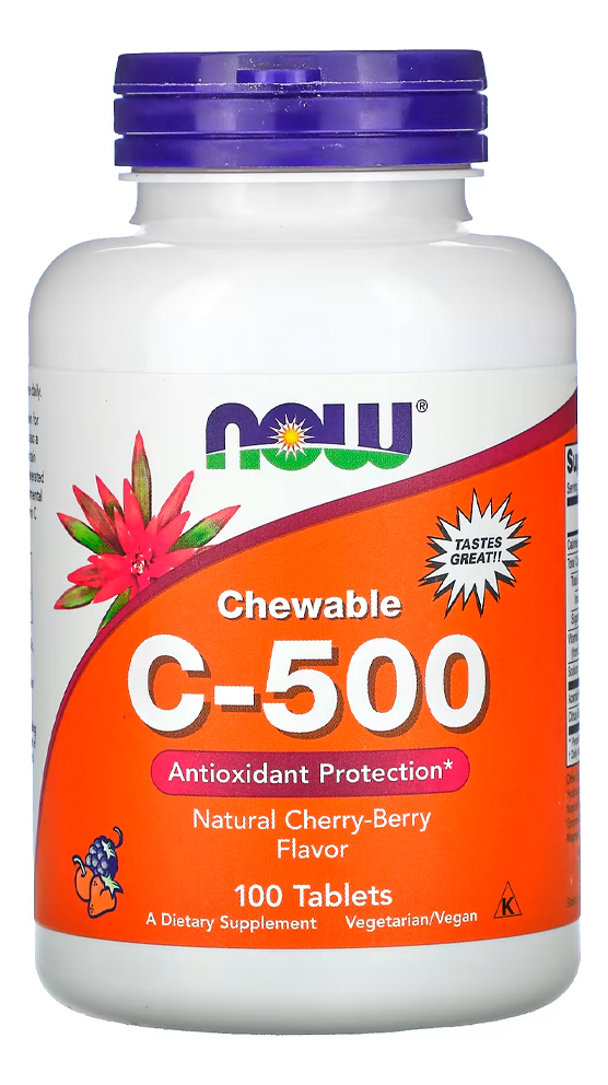 Vitamina C-500 Now Foods 100 Tablets Sabor Cereja 3un - Imagem 5