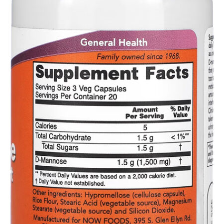 D-manose 500mg Now Foods 60 Cápsulas Sabor N/a - Imagem 2