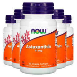 Astaxantina Extrato 4mg 60 Vegs Soft Importado 5un Now Foods