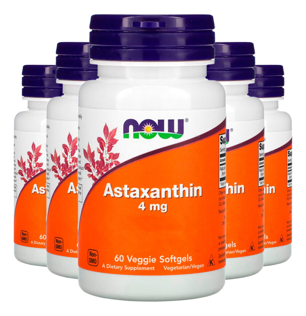 Astaxantina Extrato 4mg 60 Vegs Soft Importado 5un Now Foods