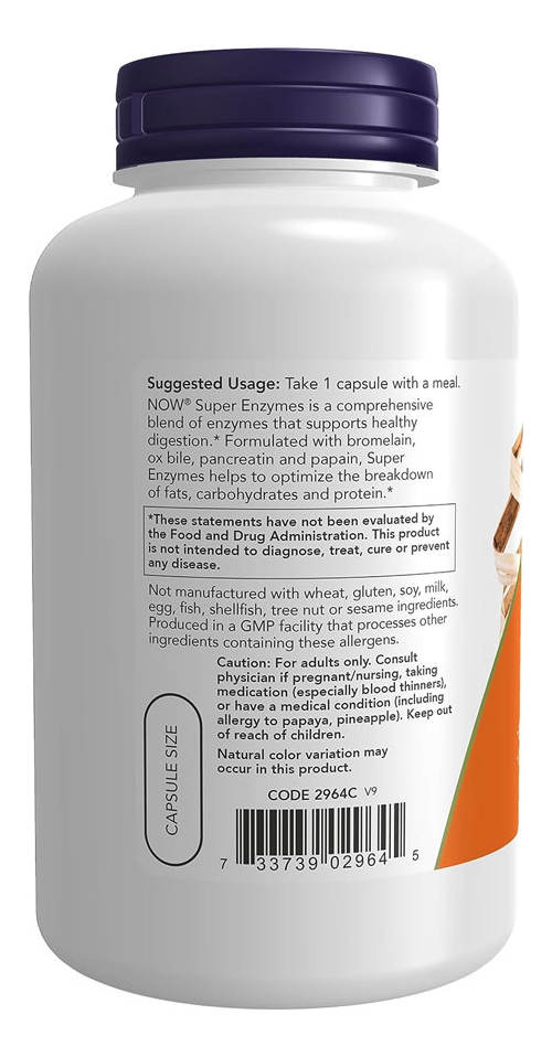 Super Enzimas Digestivas Now Foods Super Enzyme 180caps - Imagem 3