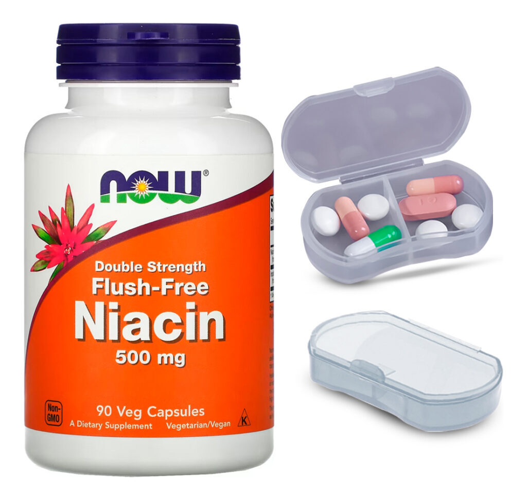 Niacina 500 Mg Força Dupla Now Foods 90cáps + Porta Cápsulas