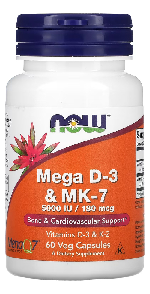 Mega D-3 5000iu E Mk-7 180mcg Now Foods 60 Veg Caps 4un - Imagem 3