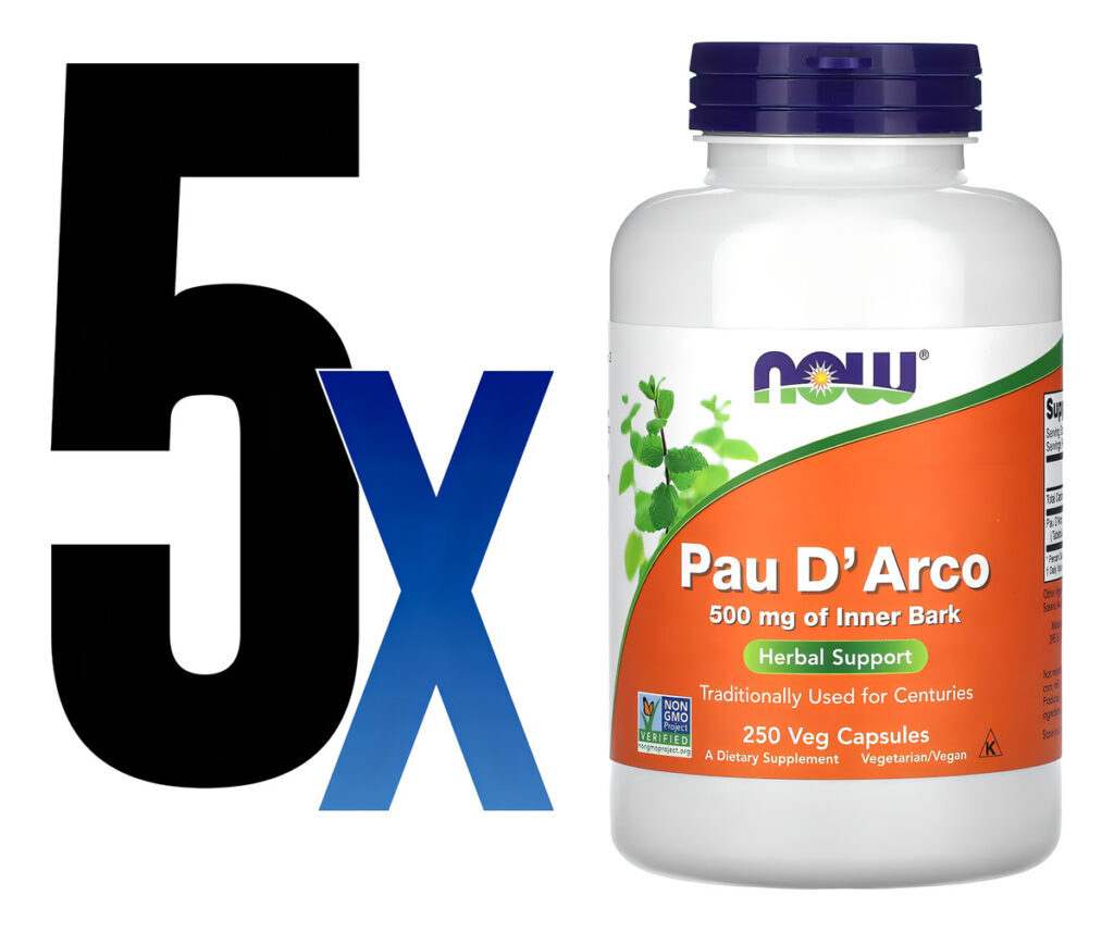 Pau Darco 500mg Now Foods 250veg Caps 5un Sabor Sem Sabor - Imagem 2